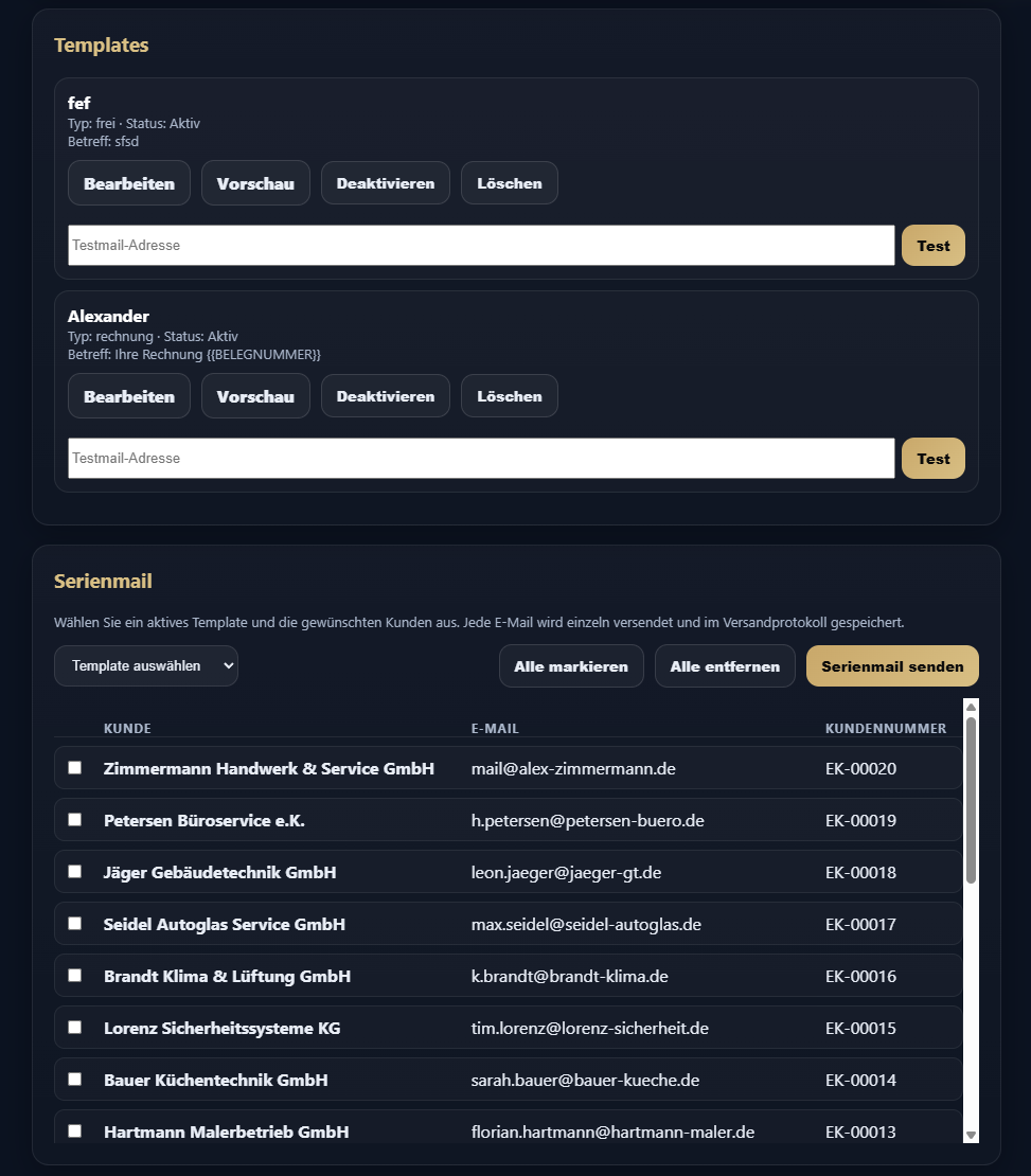Screenshot: E-Mail-Center