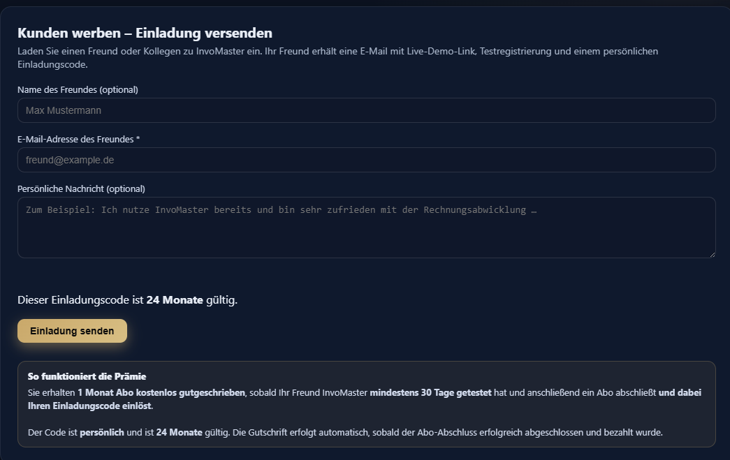 Screenshot: Freund werben