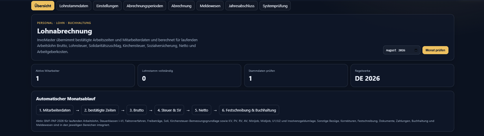Screenshot: Lohnabrechnung