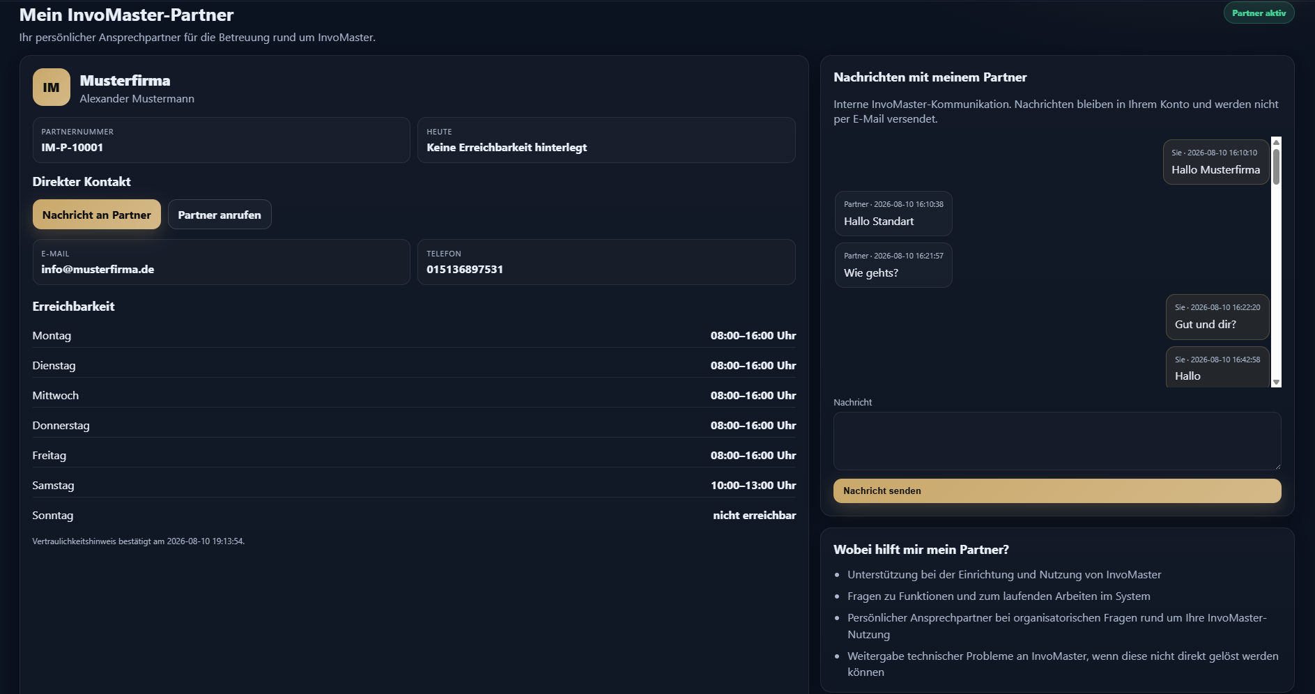 Screenshot: Partnerbetreuung