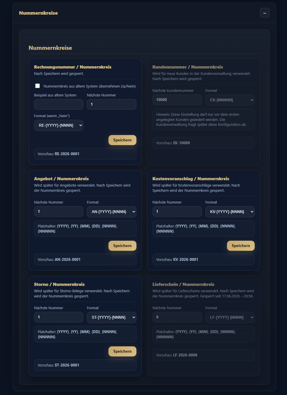 Screenshot: Stammdaten
