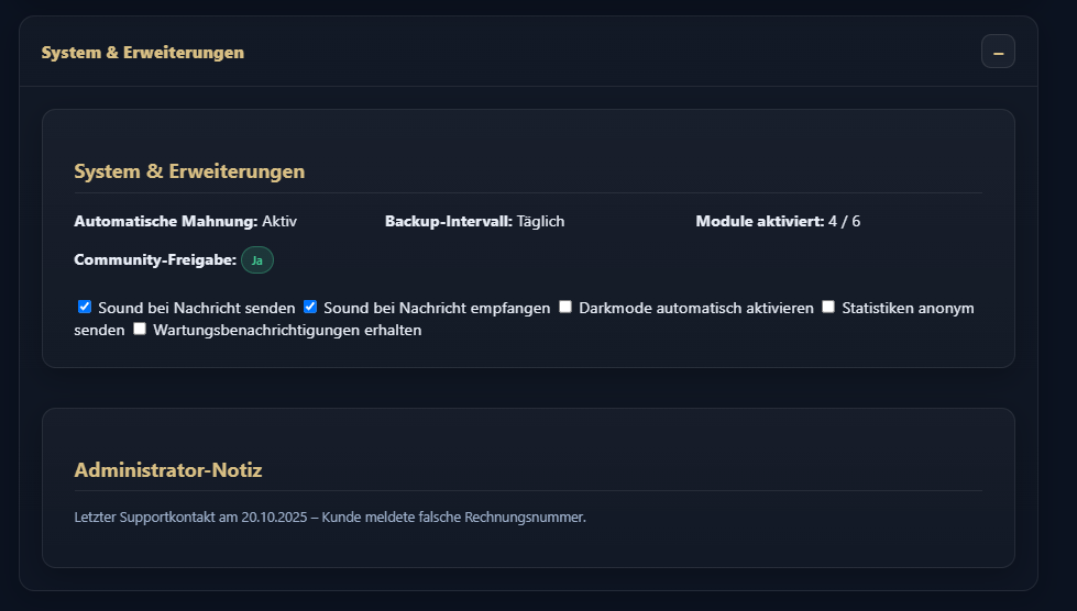 Screenshot: Stammdaten