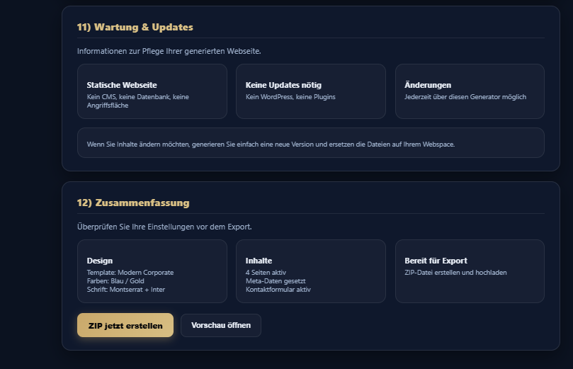 Screenshot: Website-Baukasten